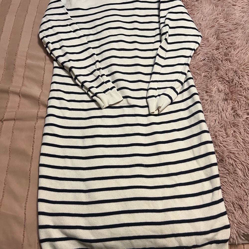 Primark Black and White Striped Long Sleeve Dress